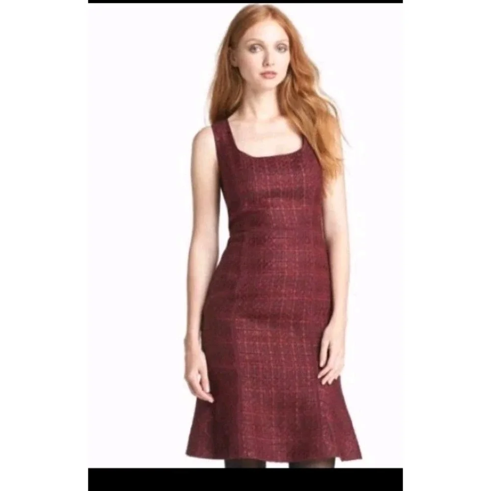 Tory Burch Drew Tweed Sheath‎ Dress Dark Plum Retail $375 – Size 8 EUC